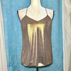 tibi Gold Metallic Racerback Camisole